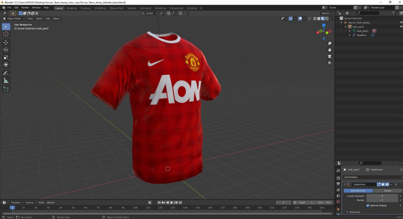 3D Soccer Team Jersey model