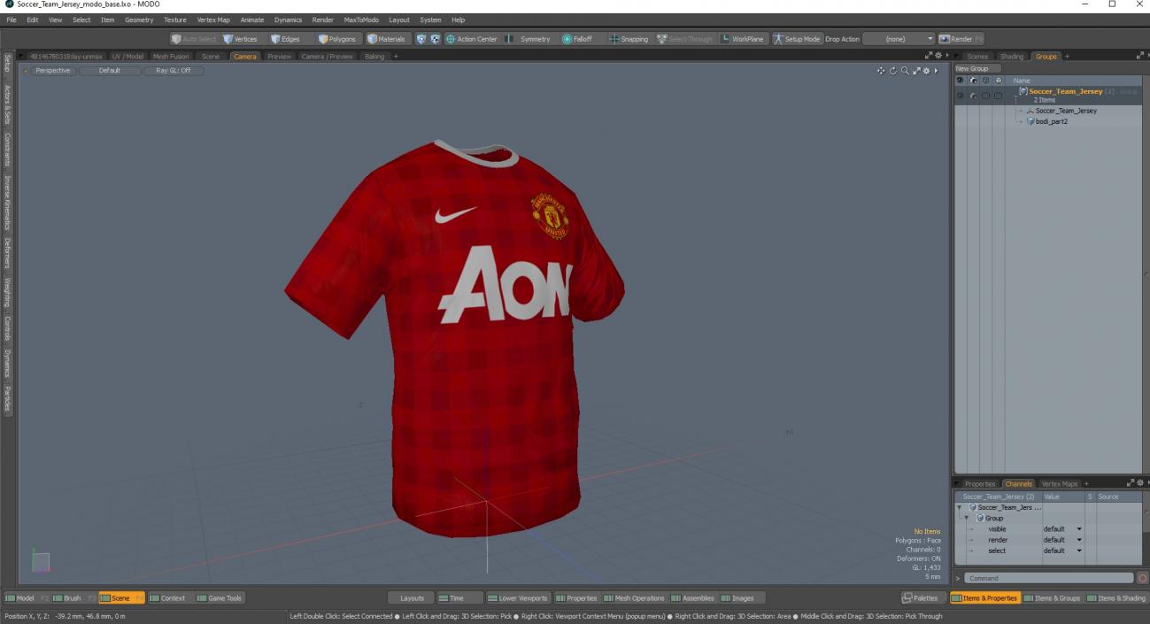 3D Soccer Team Jersey model