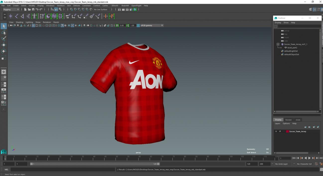 3D Soccer Team Jersey model