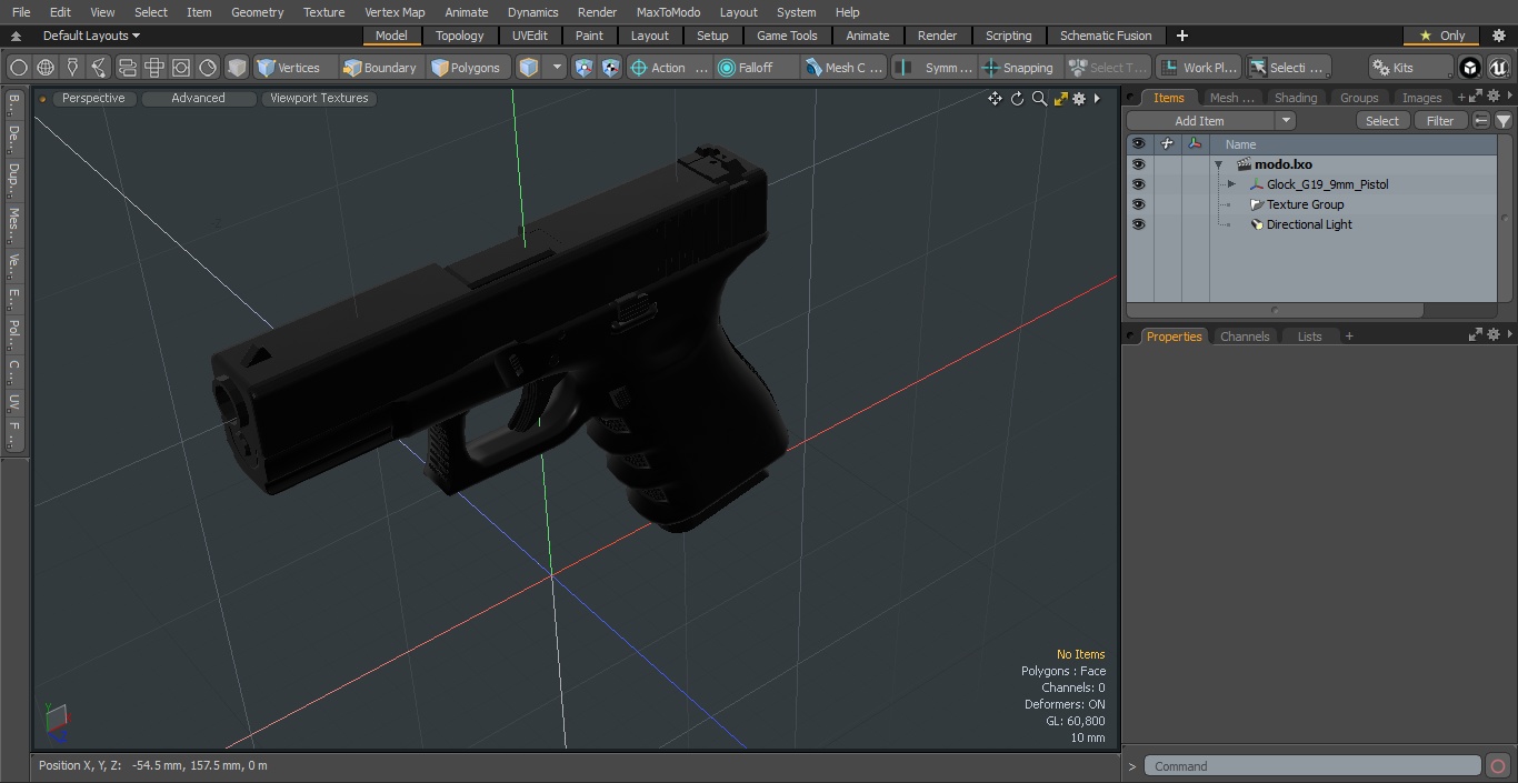 3D model Glock G19 9mm Pistol