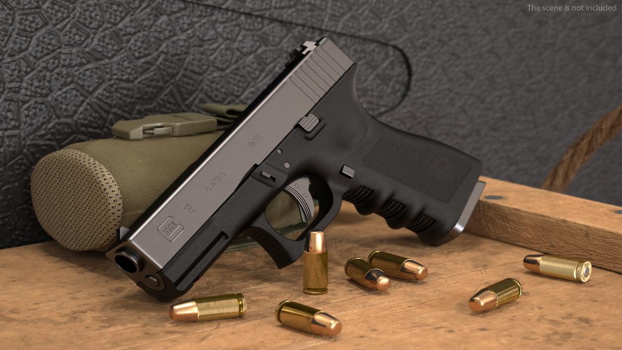 3D model Glock G19 9mm Pistol