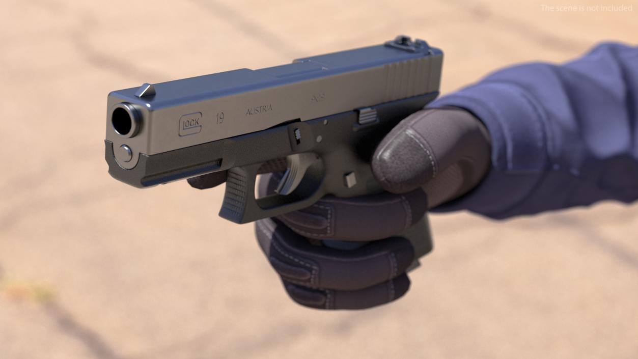 3D model Glock G19 9mm Pistol