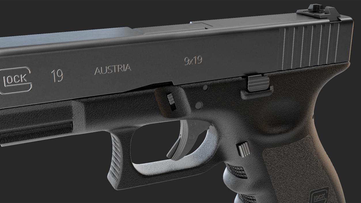 3D model Glock G19 9mm Pistol