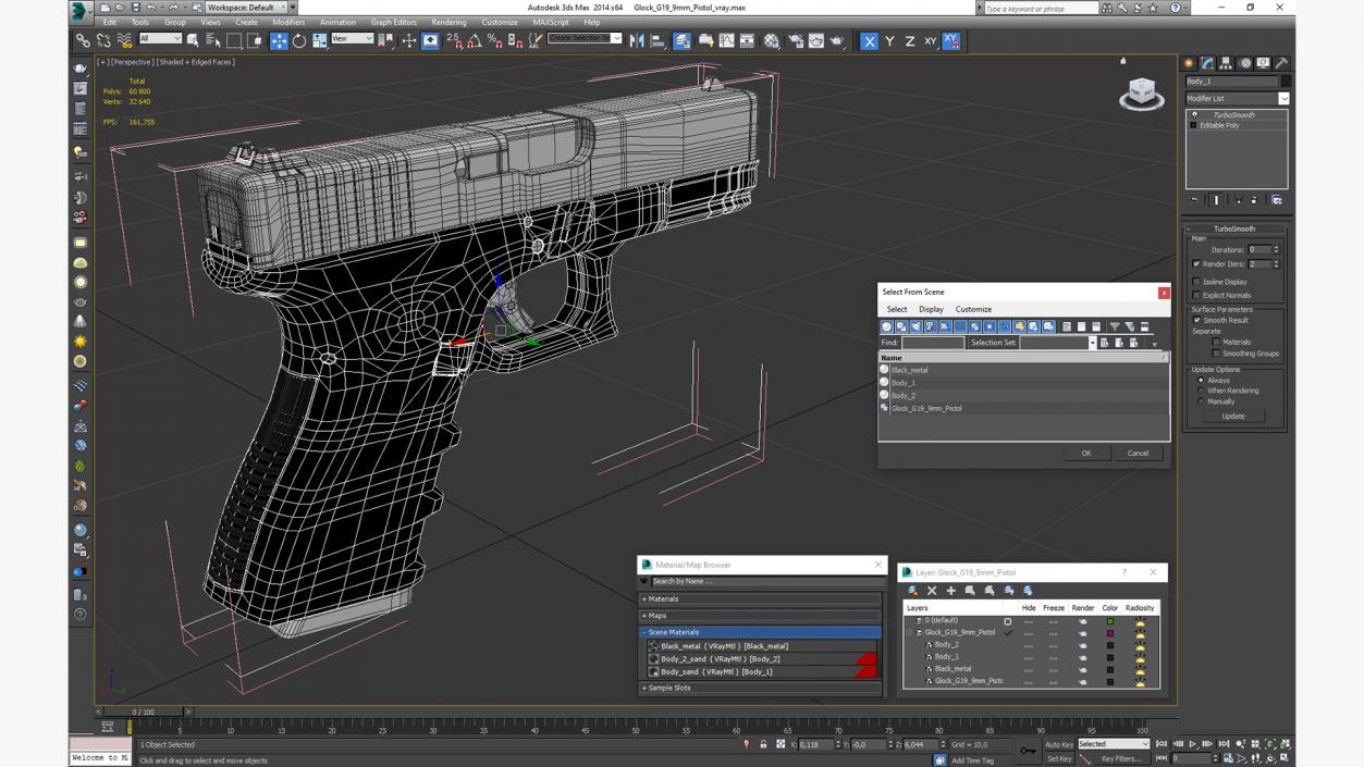 3D model Glock G19 9mm Pistol