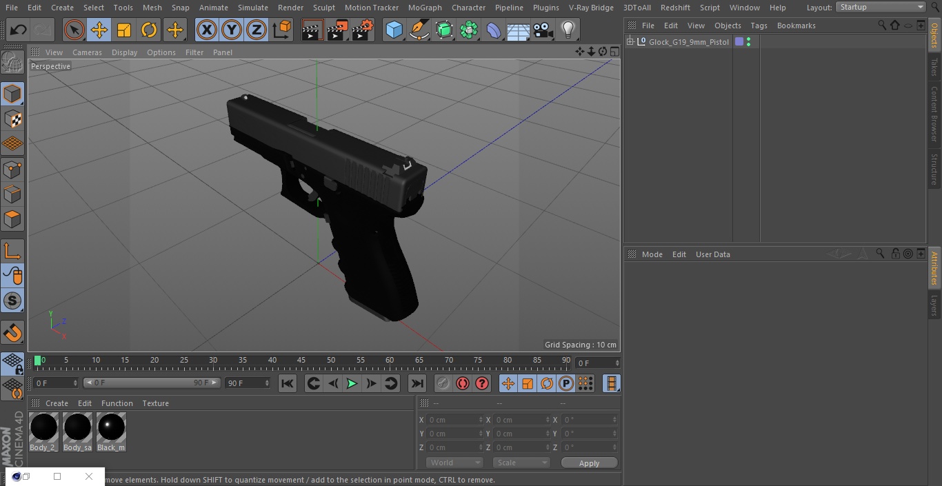 3D model Glock G19 9mm Pistol