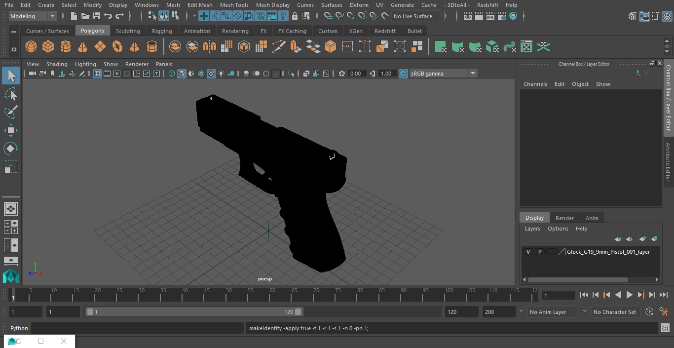 3D model Glock G19 9mm Pistol