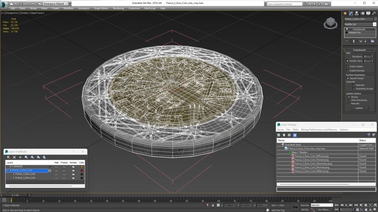 3D France 2 Euro Coin model