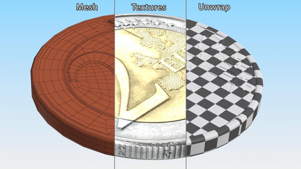 3D France 2 Euro Coin model