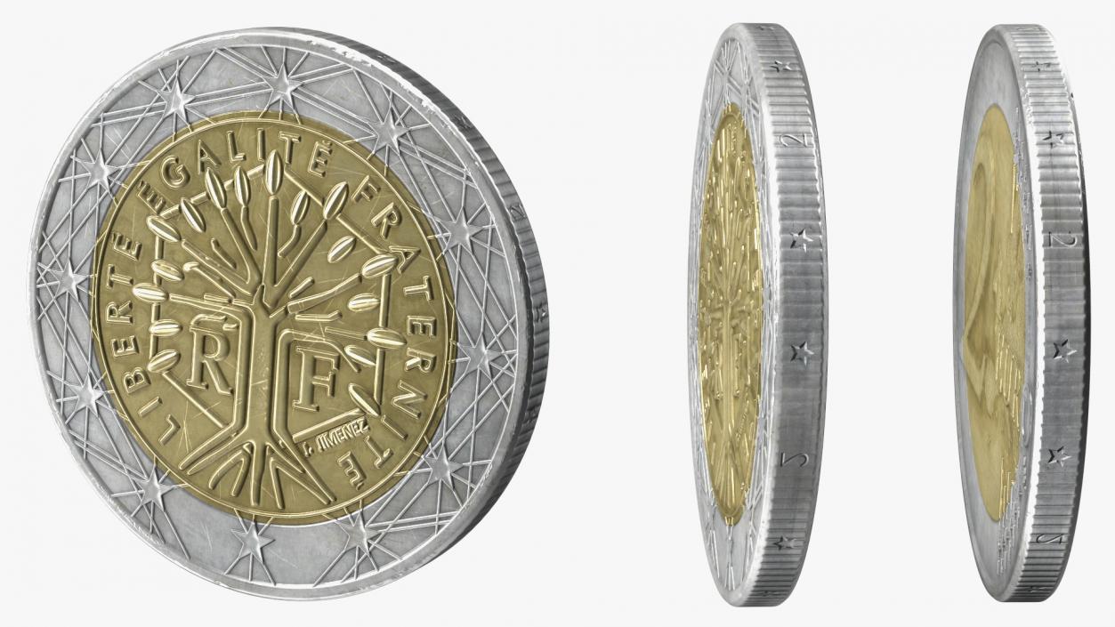 3D France 2 Euro Coin model