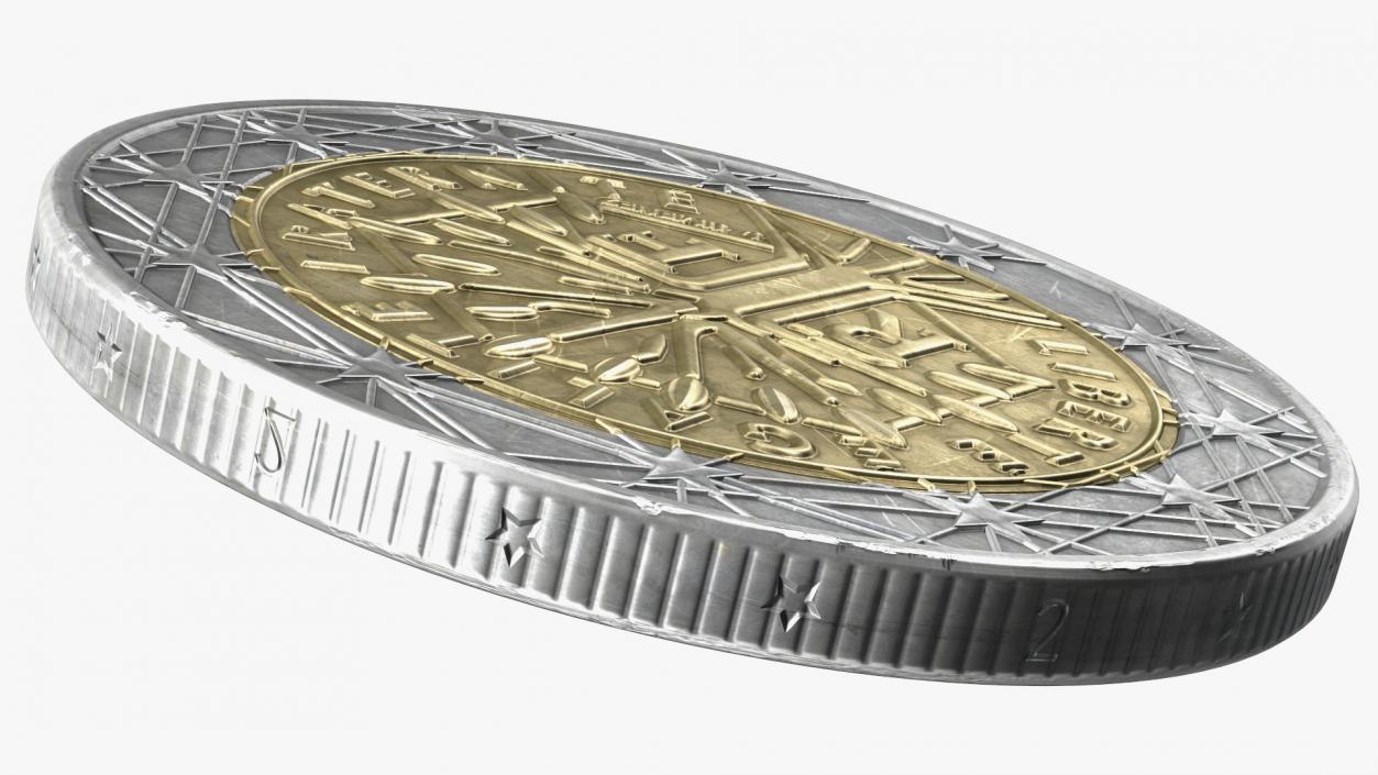 3D France 2 Euro Coin model