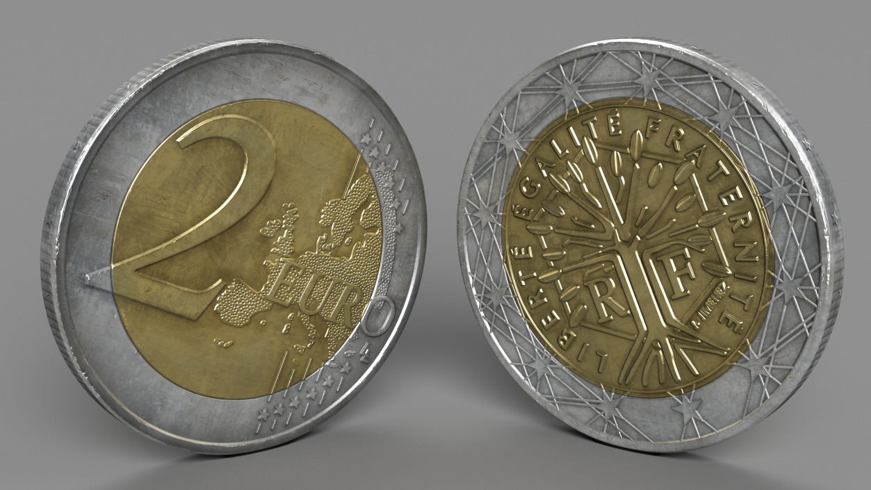 3D France 2 Euro Coin model