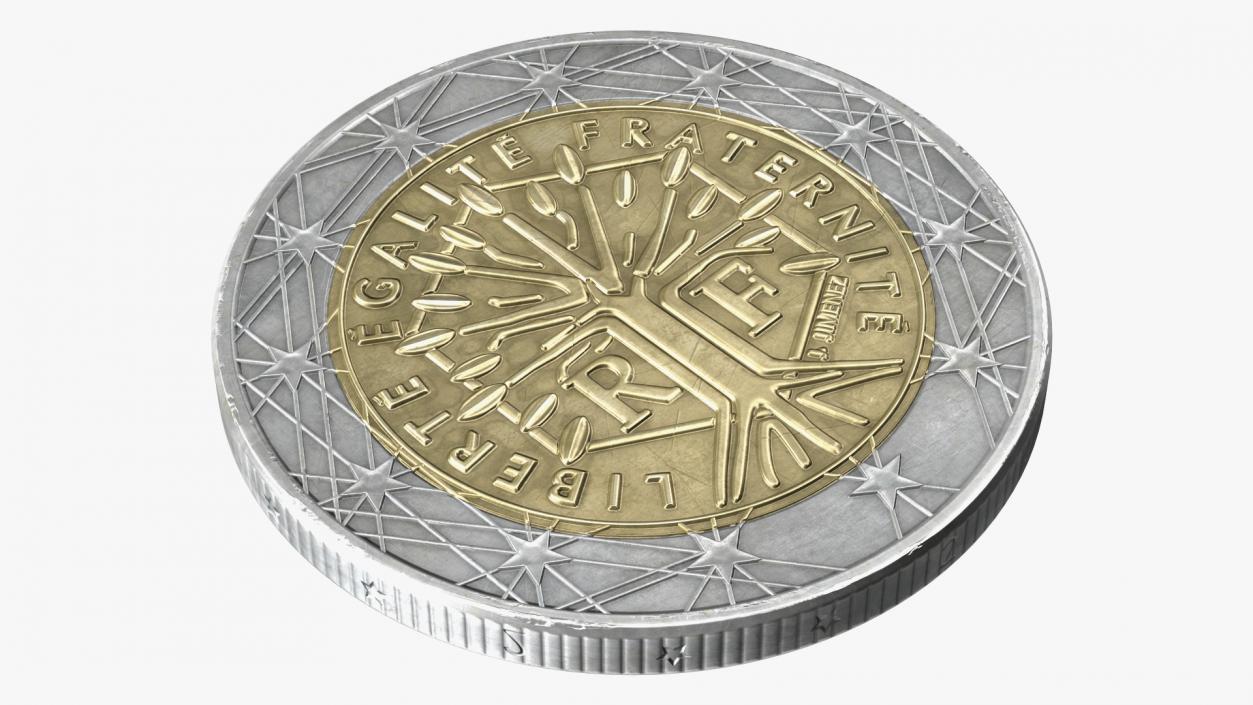 3D France 2 Euro Coin model