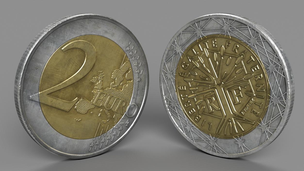 3D France 2 Euro Coin model