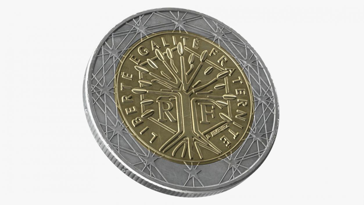 3D France 2 Euro Coin model