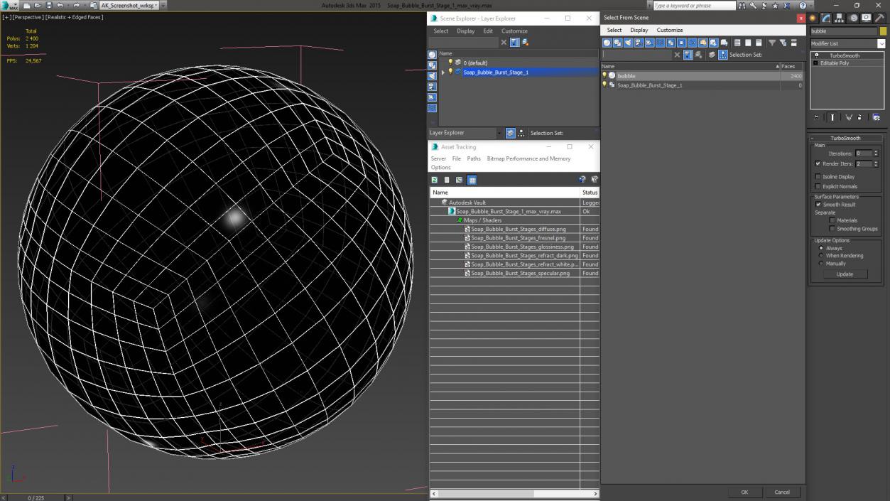 3D model Soap Bubble Burst Stage 1