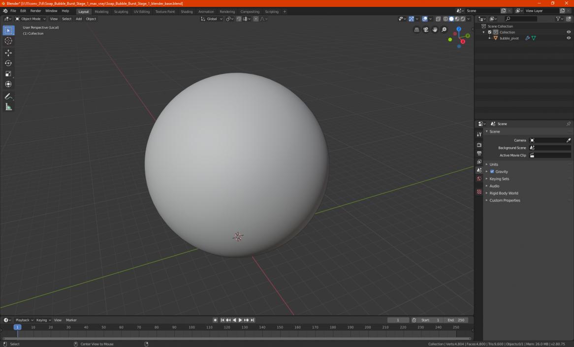 3D model Soap Bubble Burst Stage 1