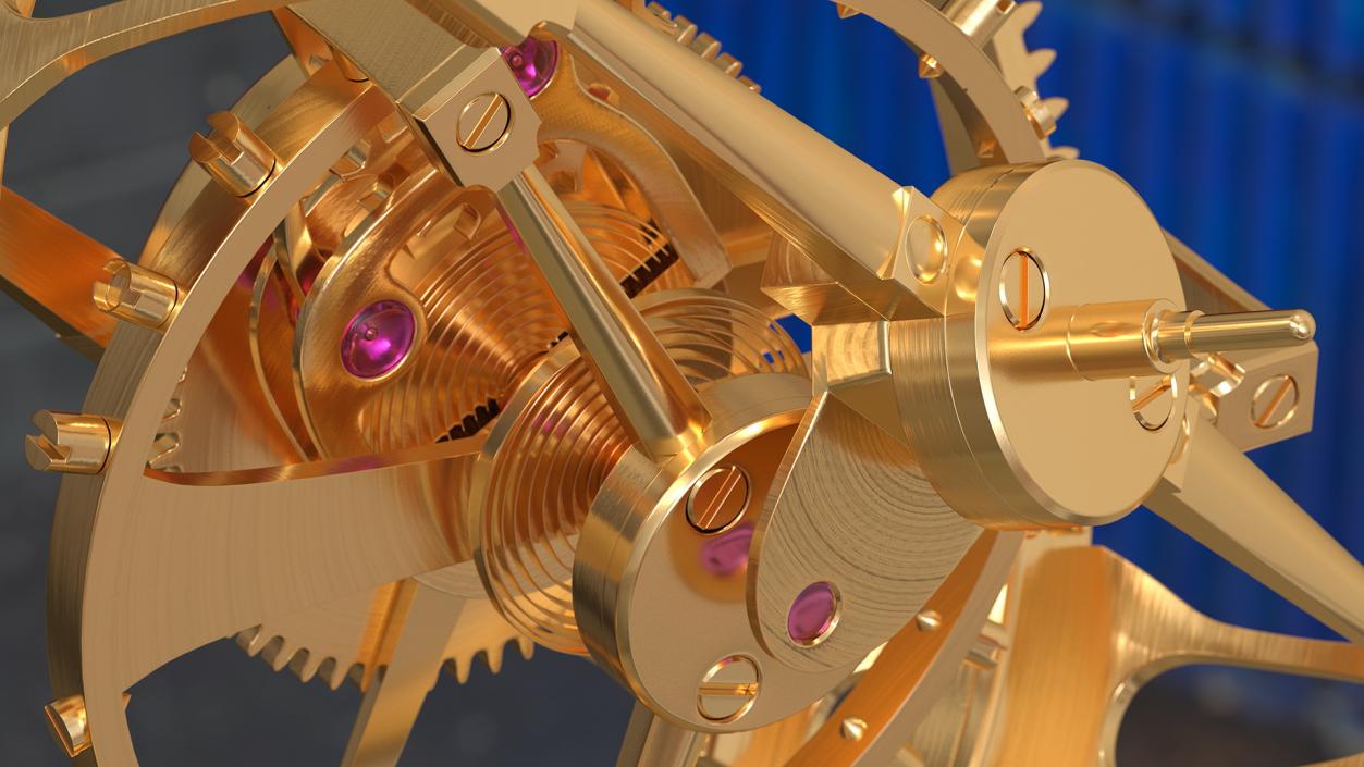 Golden Tourbillon Mechanism 3D