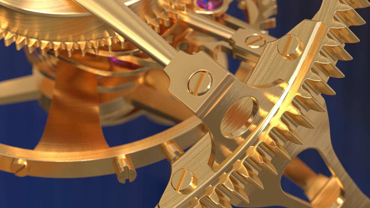 Golden Tourbillon Mechanism 3D