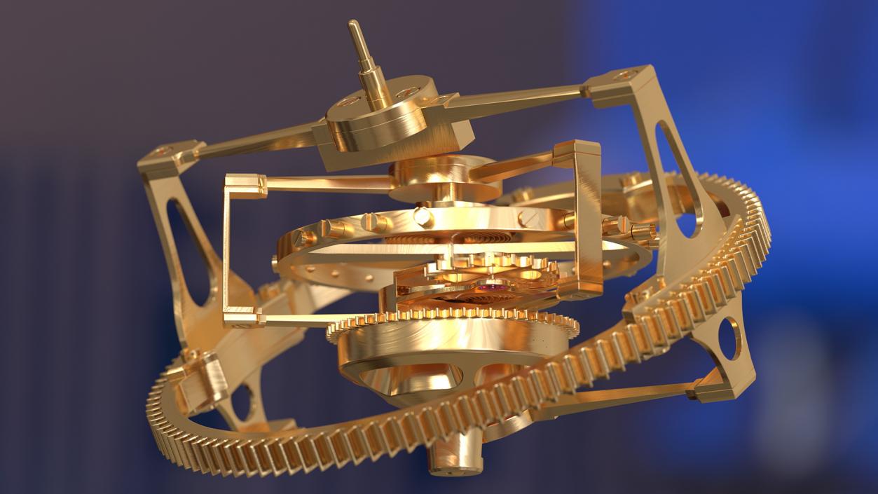 Golden Tourbillon Mechanism 3D