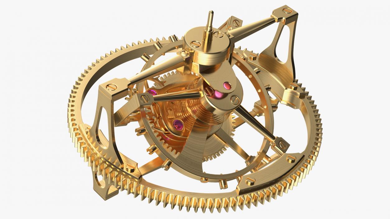 Golden Tourbillon Mechanism 3D