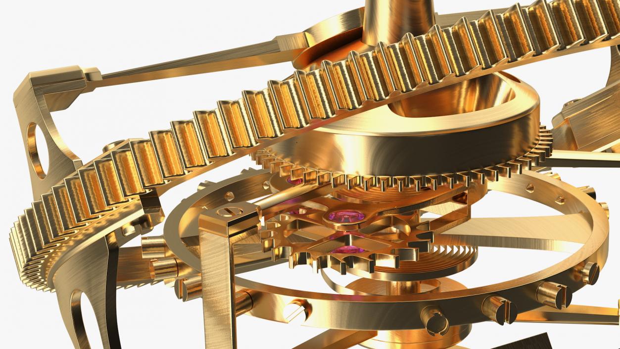 Golden Tourbillon Mechanism 3D