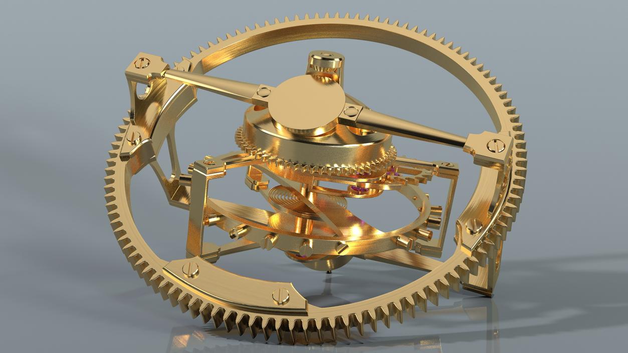 Golden Tourbillon Mechanism 3D