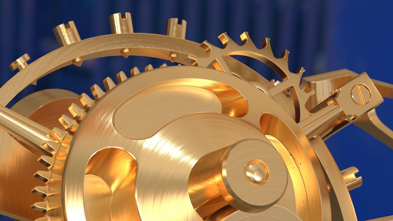 Golden Tourbillon Mechanism 3D