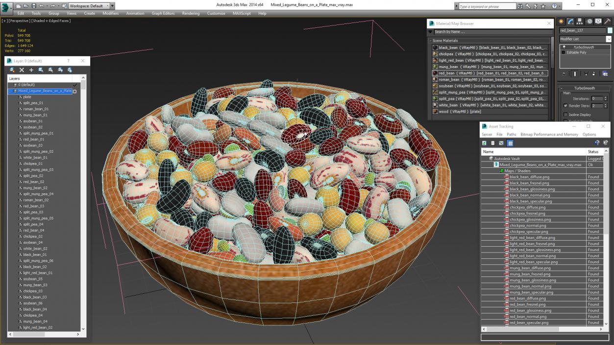 Mixed Legume Beans on a Plate 3D model