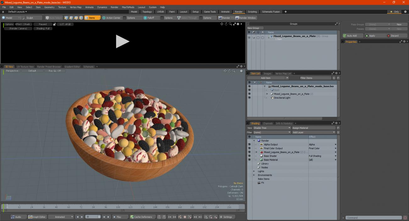 Mixed Legume Beans on a Plate 3D model