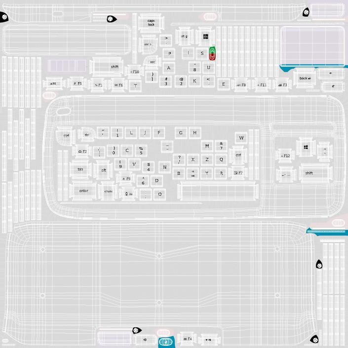 3D Keyboard With Touchpad White model