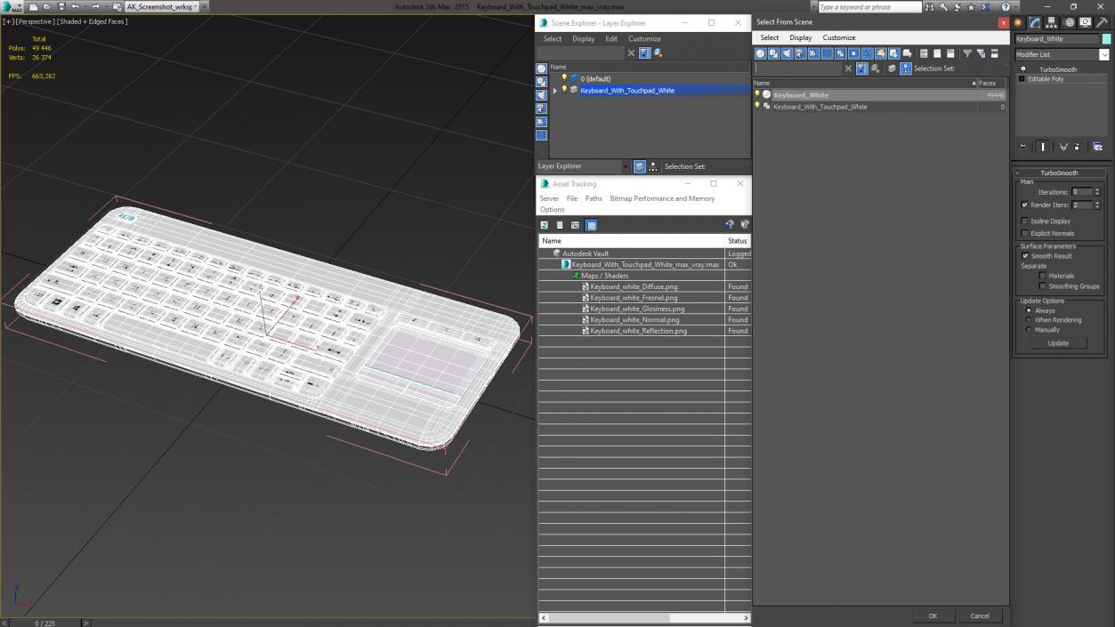 3D Keyboard With Touchpad White model