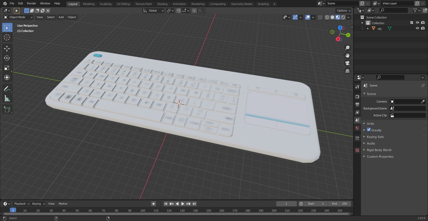 3D Keyboard With Touchpad White model