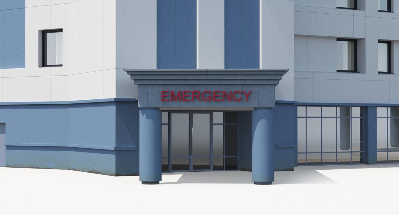 3D Hospital Building with Emergency Ambulance Collection model