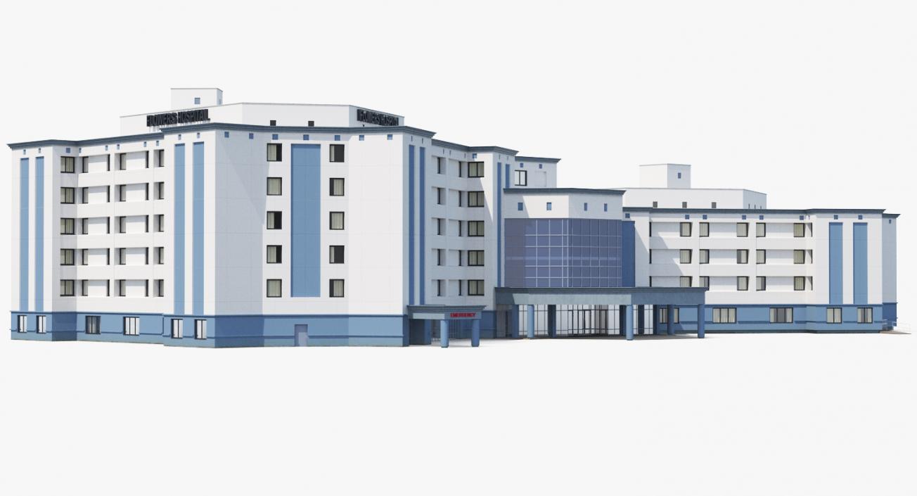 3D Hospital Building with Emergency Ambulance Collection model