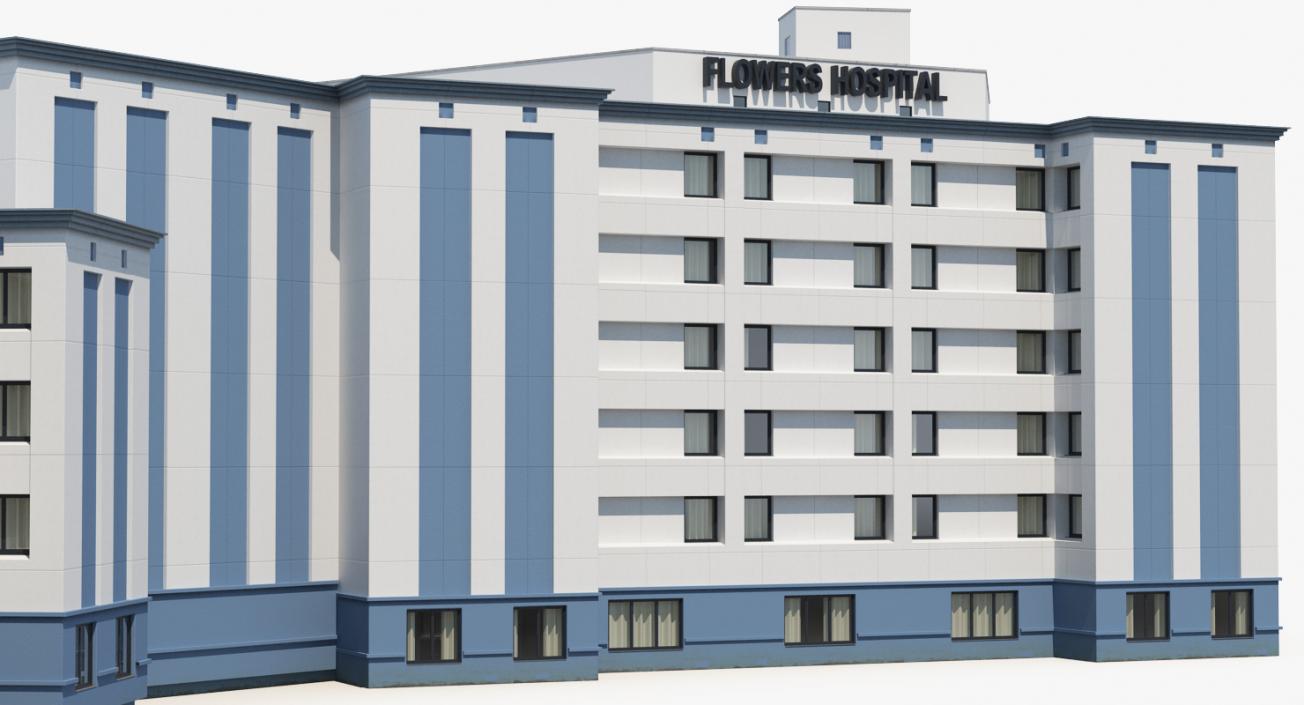 3D Hospital Building with Emergency Ambulance Collection model