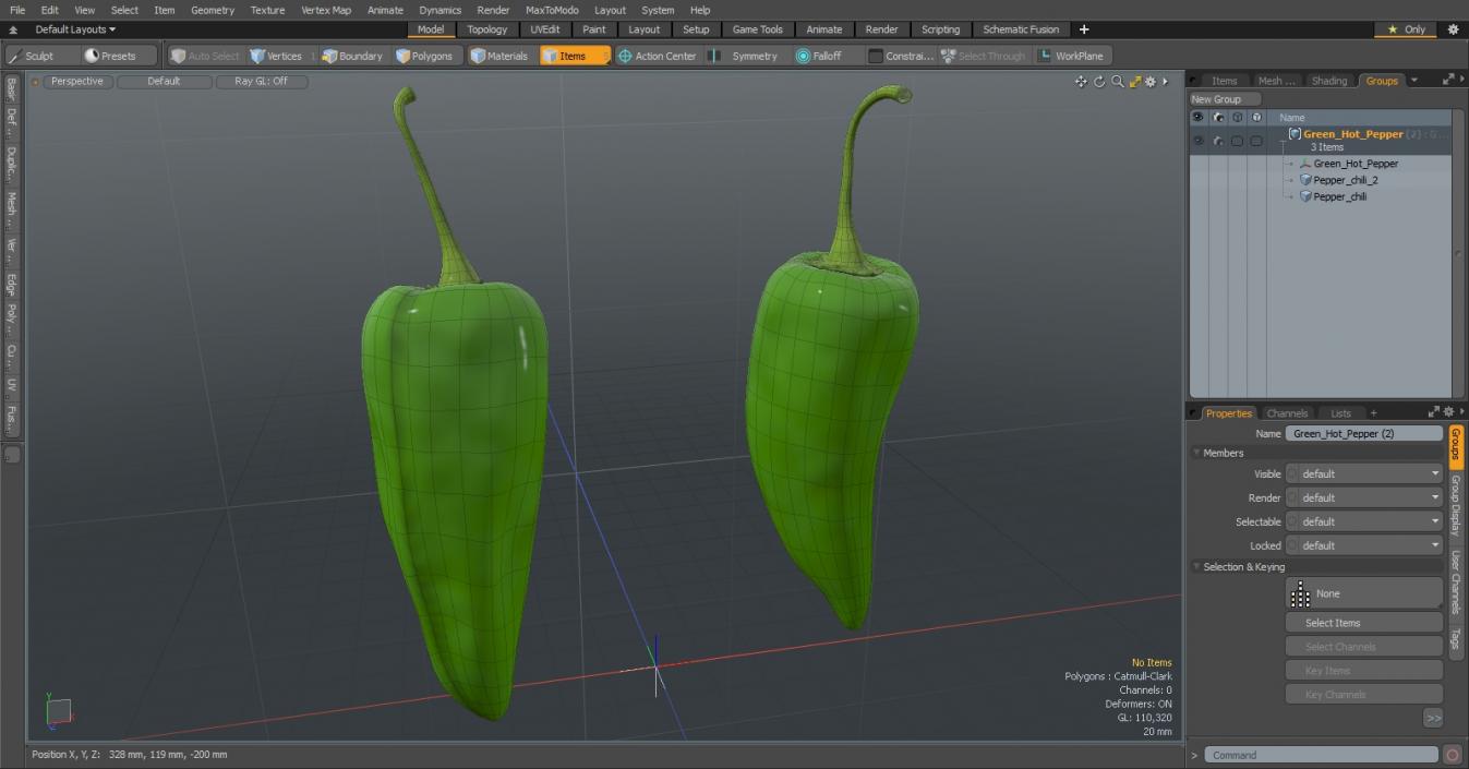 3D Green Hot Pepper