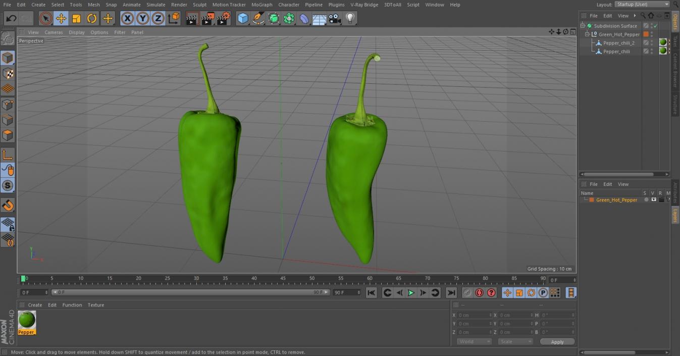 3D Green Hot Pepper