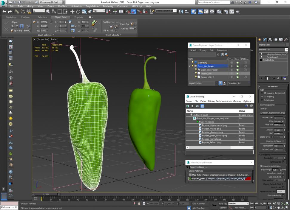 3D Green Hot Pepper