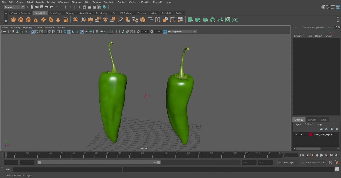 3D Green Hot Pepper