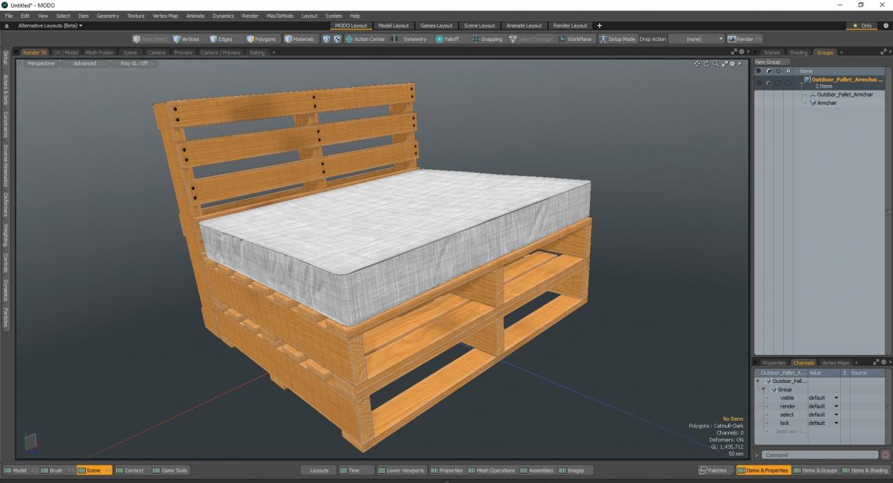 3D Outdoor Pallet Armchair model