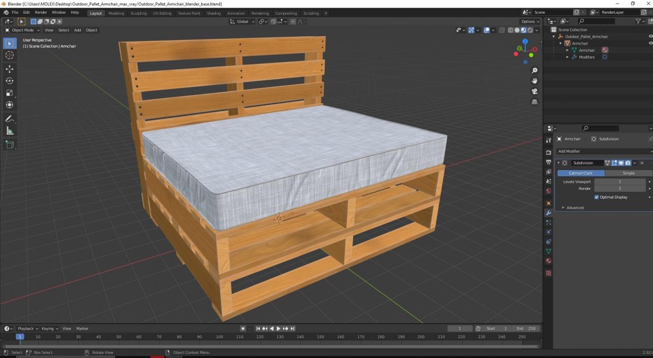 3D Outdoor Pallet Armchair model