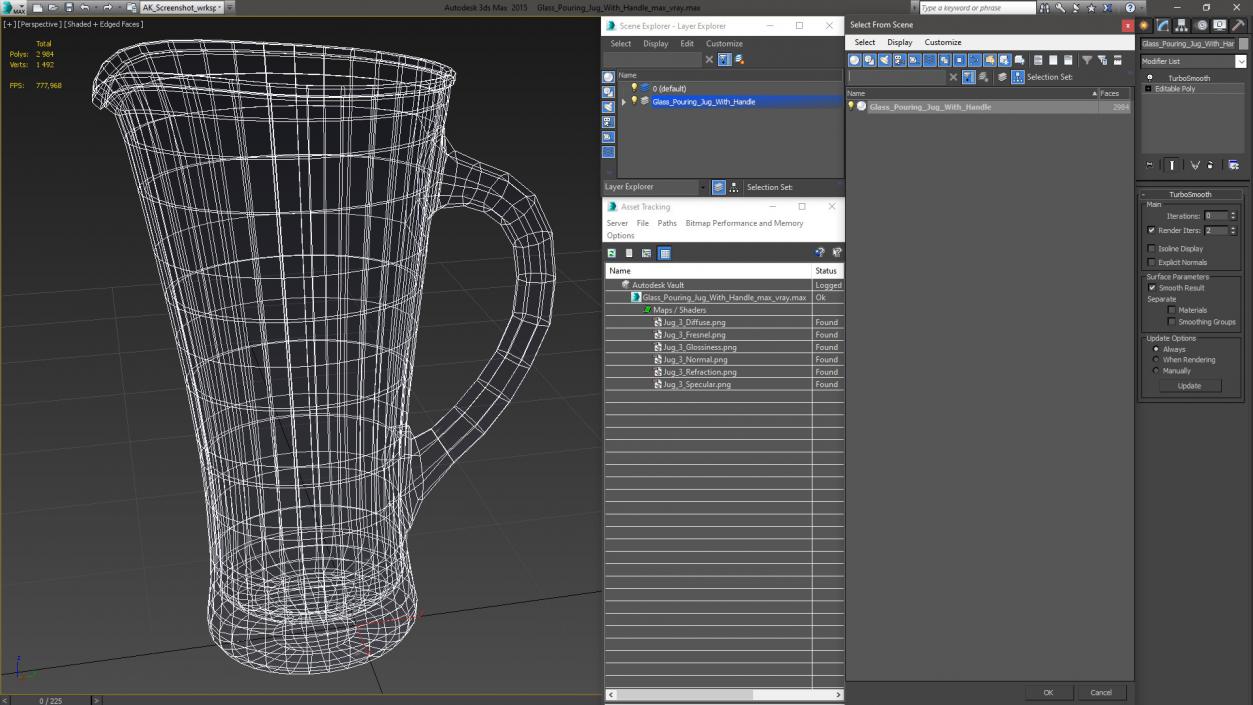 Glass Pouring Jug With Handle 3D model