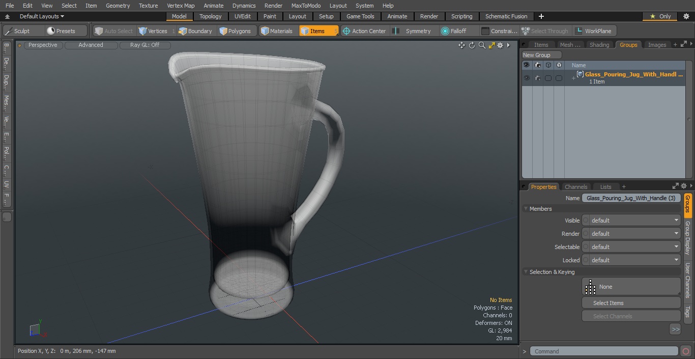 Glass Pouring Jug With Handle 3D model