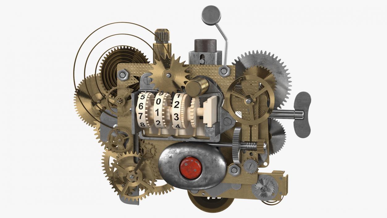 Clockwork Gear with Counter Mechanism Bronze 3D model