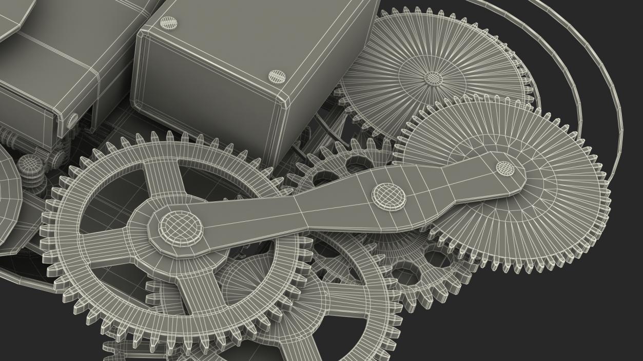 Clockwork Gear with Counter Mechanism Bronze 3D model