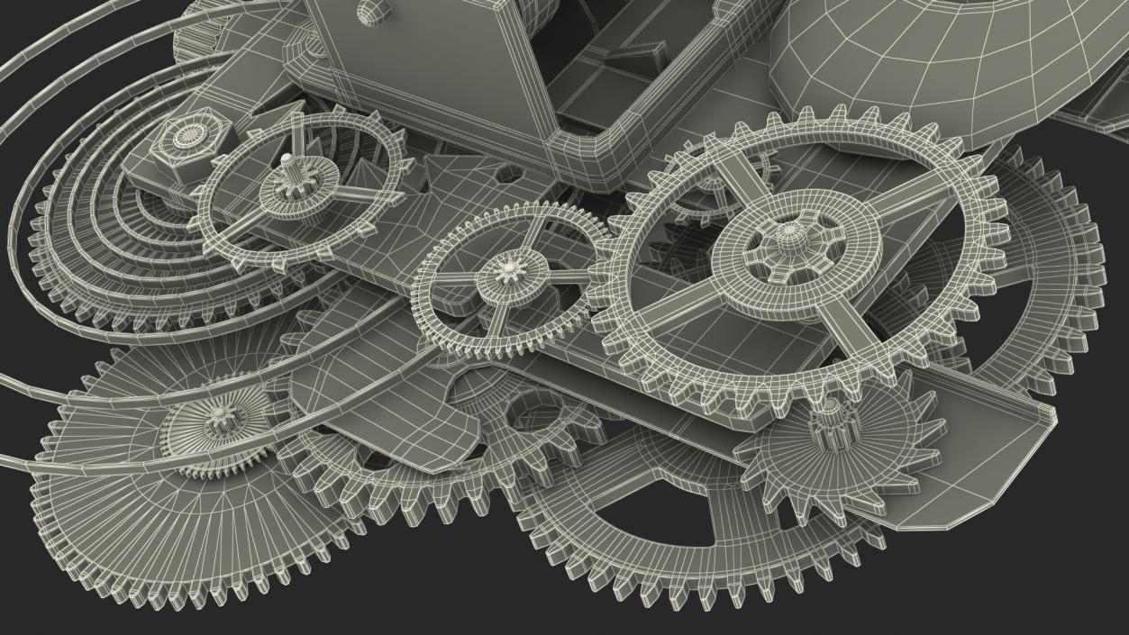 Clockwork Gear with Counter Mechanism Bronze 3D model