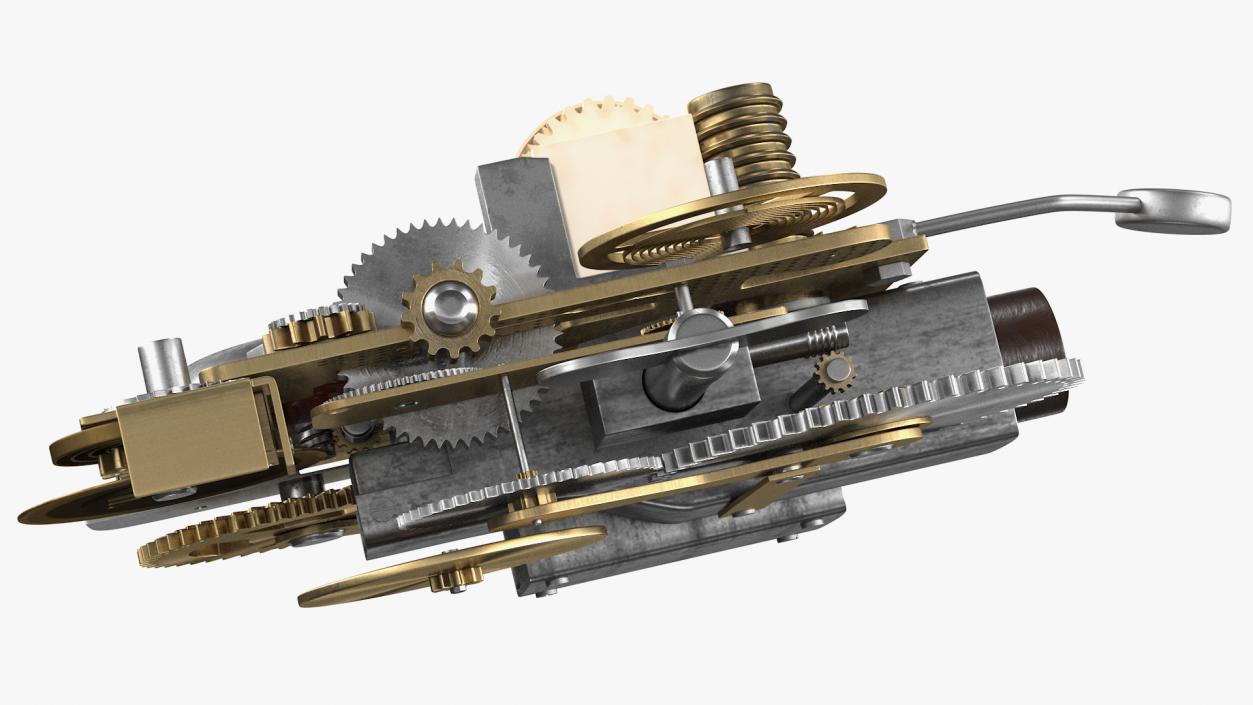 Clockwork Gear with Counter Mechanism Bronze 3D model