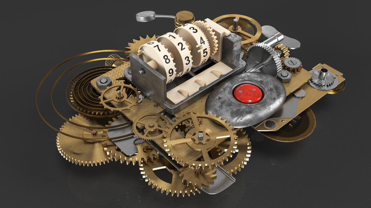 Clockwork Gear with Counter Mechanism Bronze 3D model