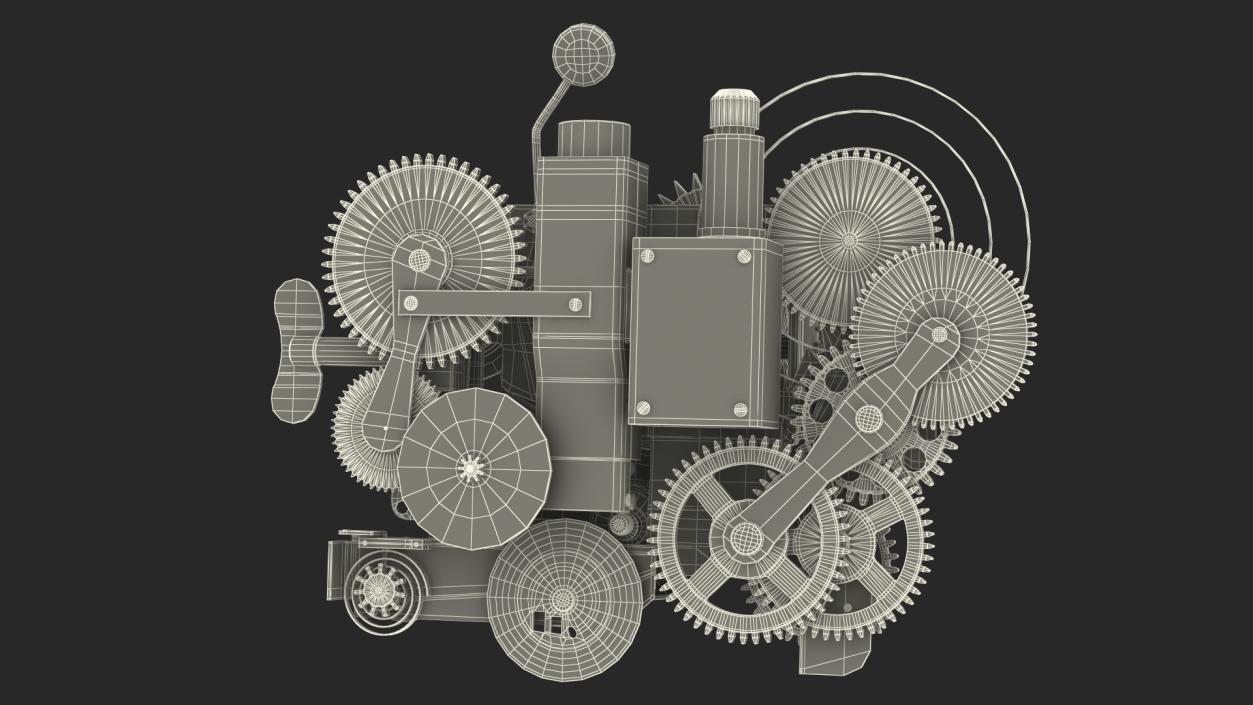 Clockwork Gear with Counter Mechanism Bronze 3D model