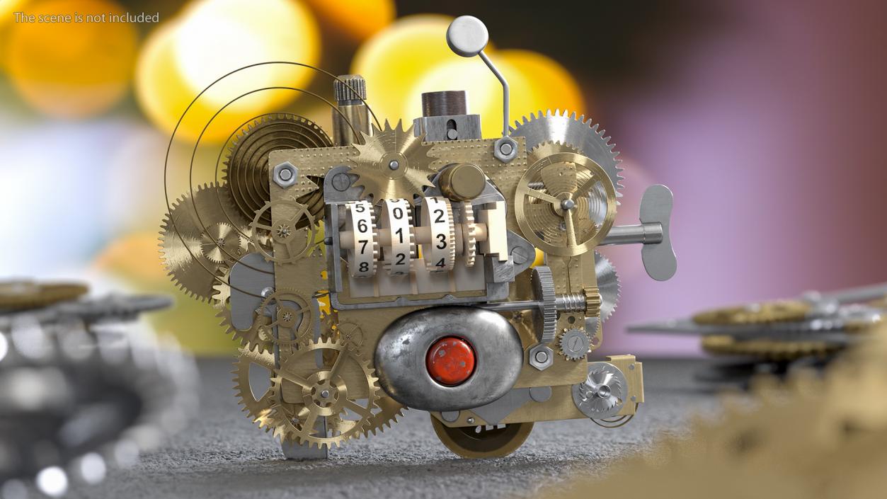 Clockwork Gear with Counter Mechanism Bronze 3D model